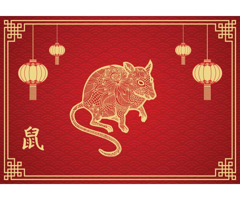 Plakat chiński znak zodiaku szczur