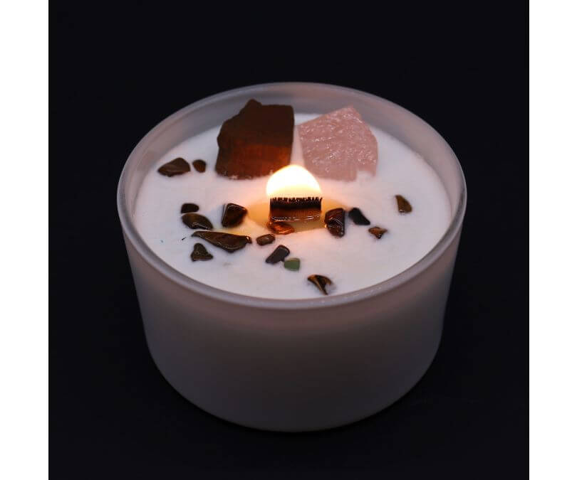 Świeca z Kamieniami - Czakra Sakralna