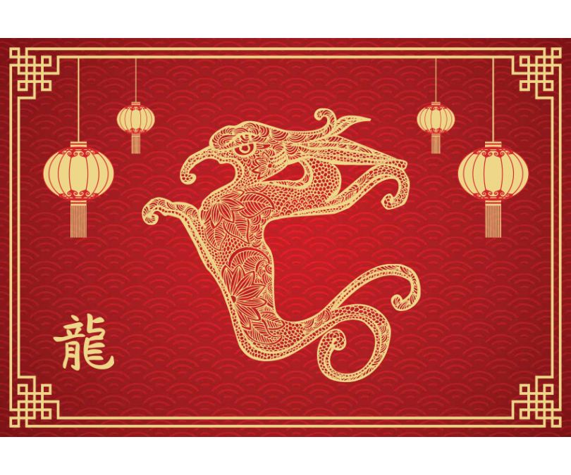 Plakat chiński znak zodiaku smok