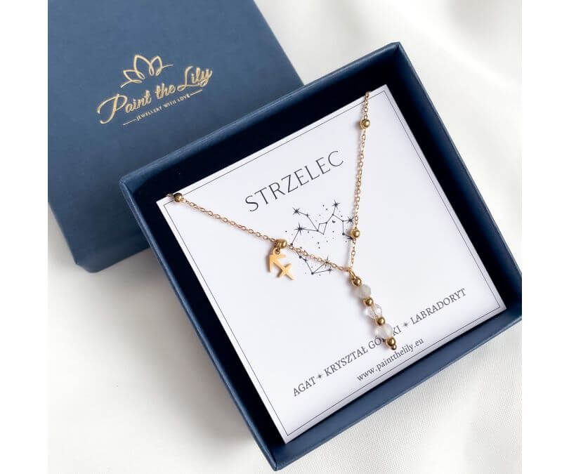 Naszyjnik z naturalnymi kamieniami dla znaku zodiaku Strzelec