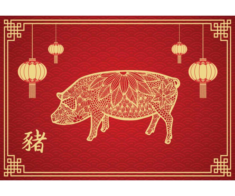 Plakat chiński znak zodiaku świnia
