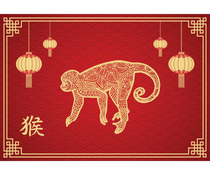 Plakat chiński znak zodiaku małpa