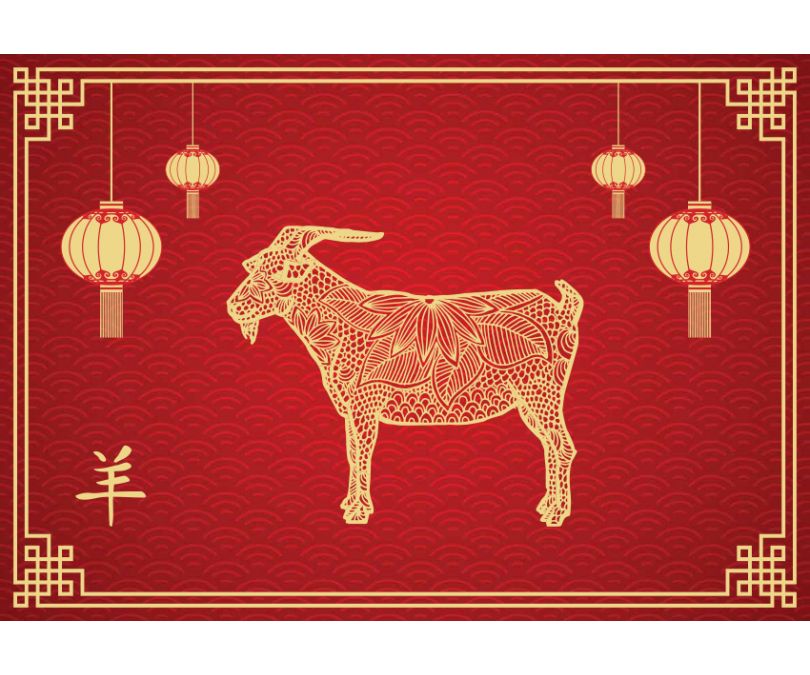 Plakat chiński znak zodiaku koza