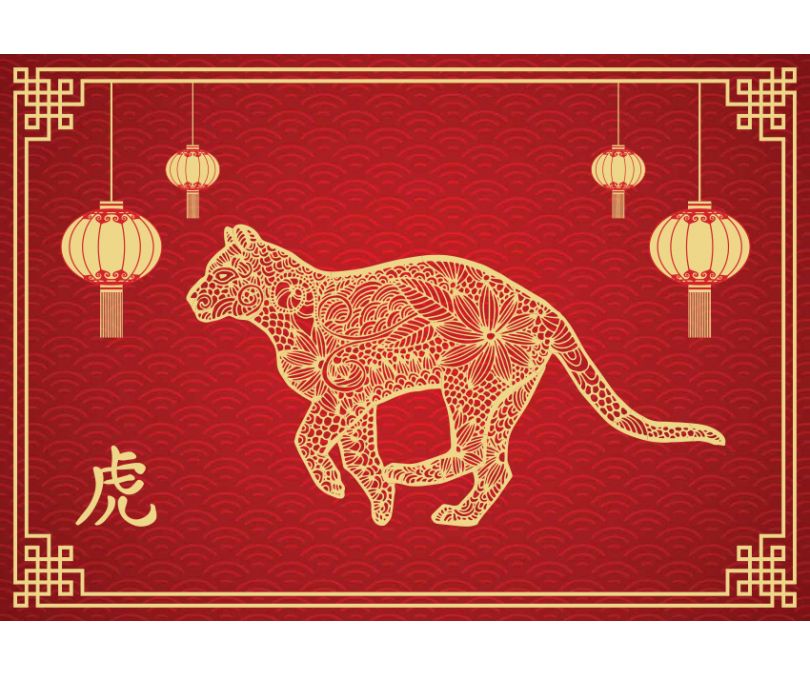 Plakat chiński znak zodiaku tygrys