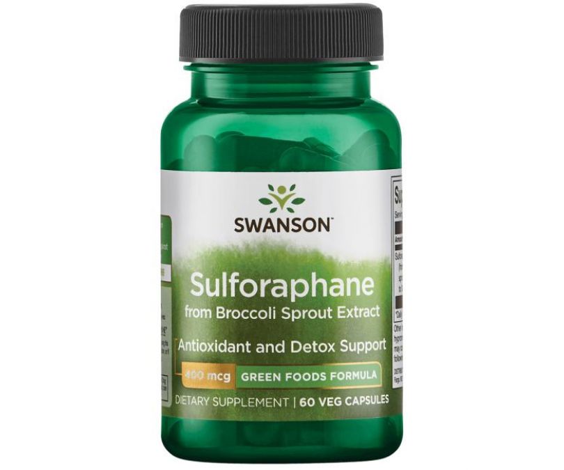 SWANSON Sulforafan - ekstrakt z kiełek brokuła 400mcg, 60kaps.