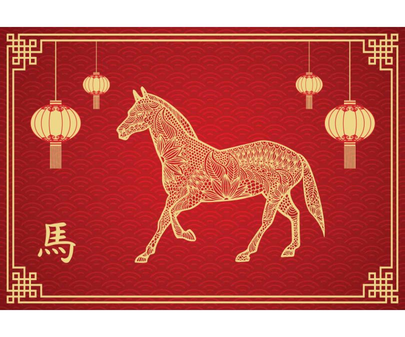 Plakat chiński znak zodiaku koń
