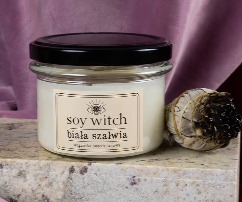 Świeca sojowa biała szałwia Soy Witch 235 ml