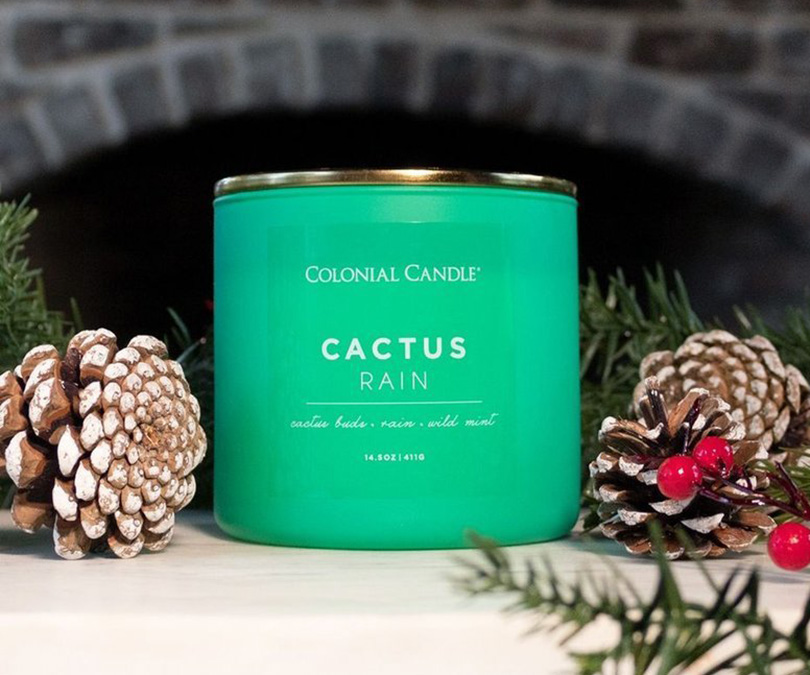 Sojowa świeca Cactus Rain Colonial Candle zapachowa w szkle 3 knoty 411g